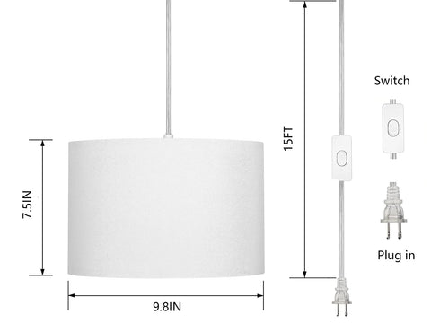 ZSLAIFU 15ft plug-in pendant cord enables placement flexibility.