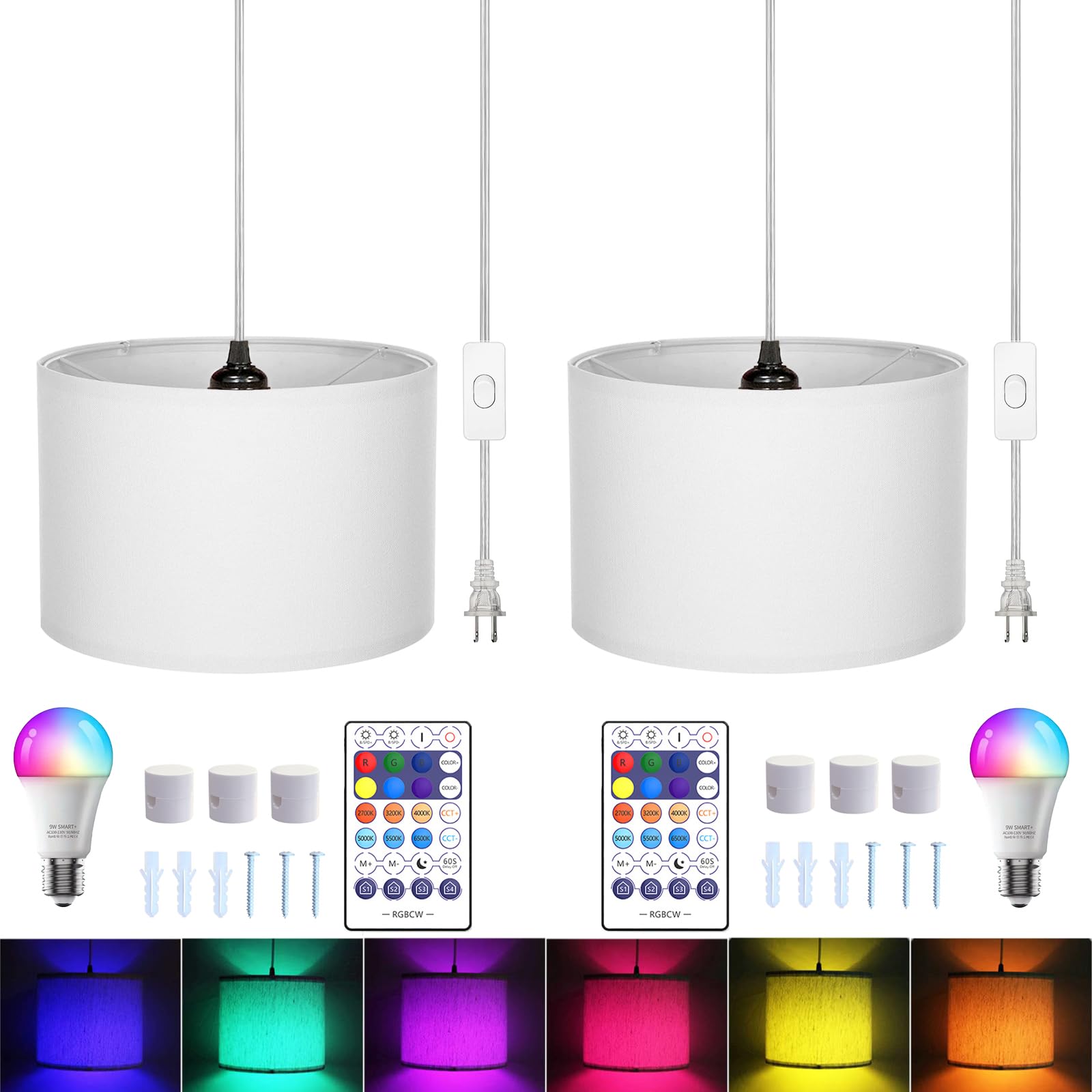 ZSLAIFU 15ft plug-in pendant light with switch, easy plug-in installation for any space.