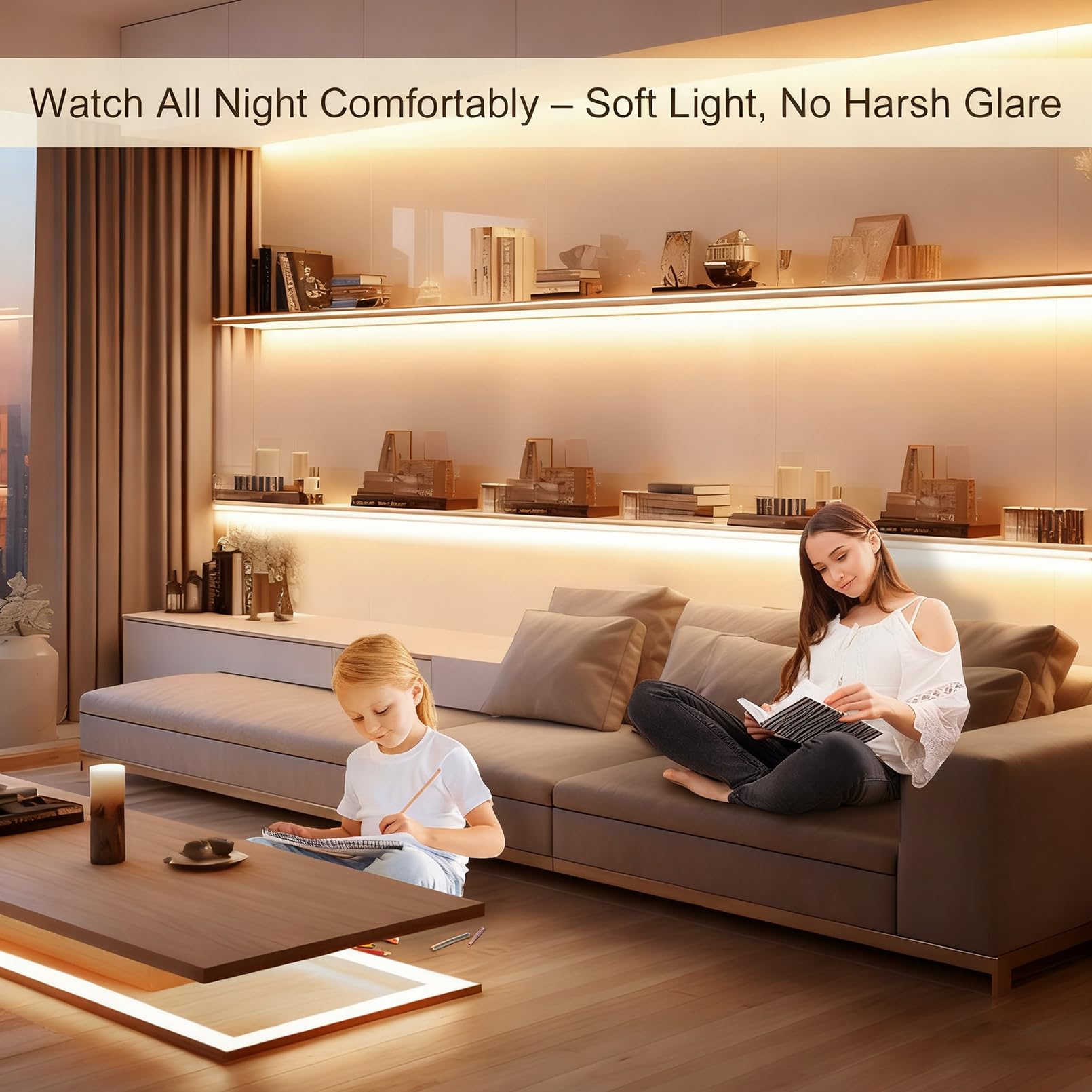 ZSLAIFU bedroom-decor-led-strip adds ambient light for relaxing spaces.