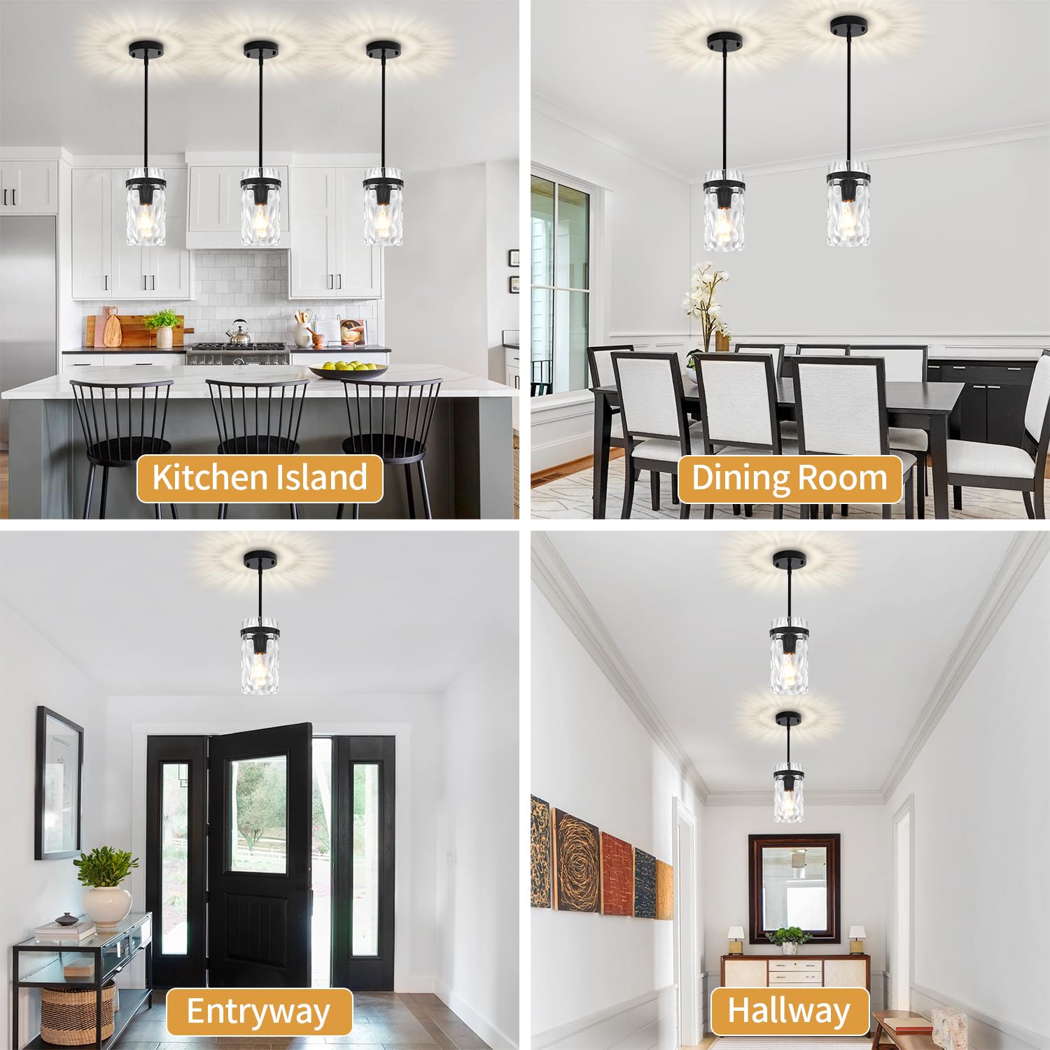 ZSMIHDOH hammered-glass dining-room pendant creates a soft, inviting glow