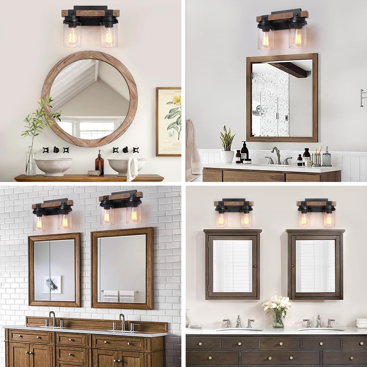 ZSMIHDOH rustic bathroom light with glass shade diffuses soft light