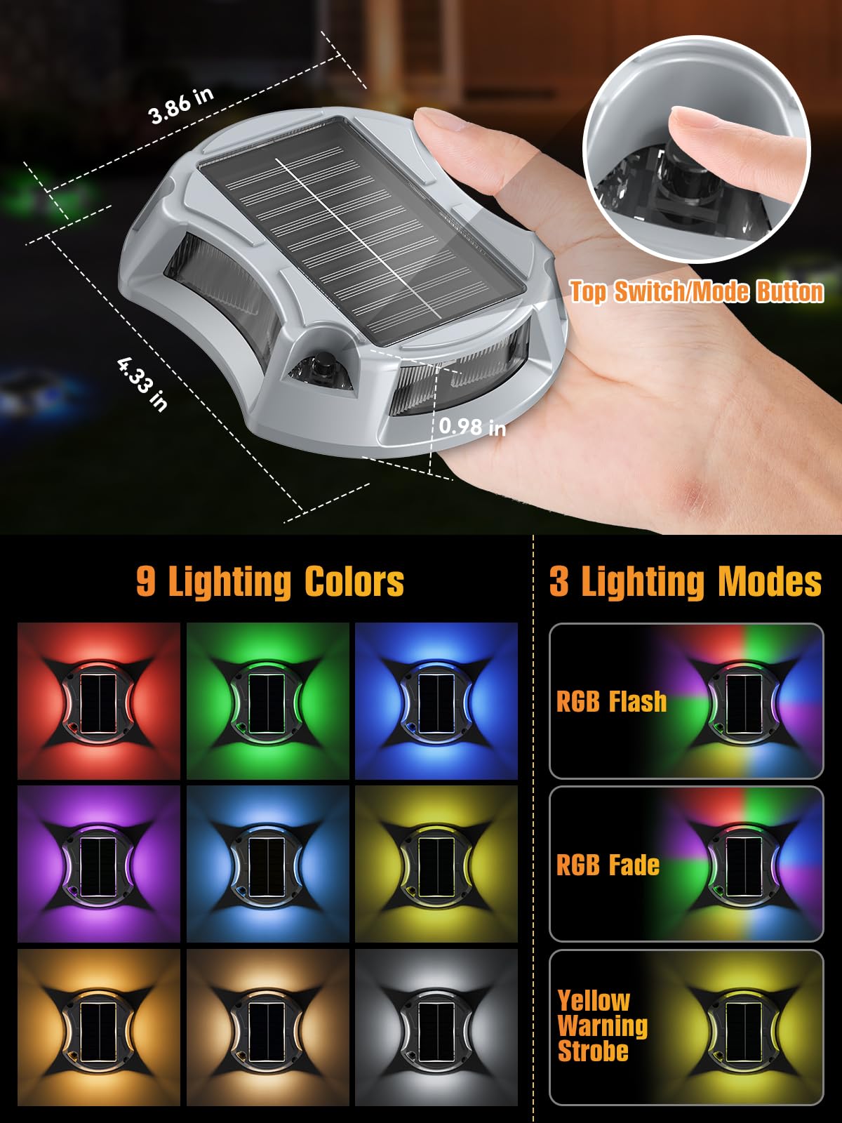 ZSYIQIXI dock light top-switch for easy color and mode control.