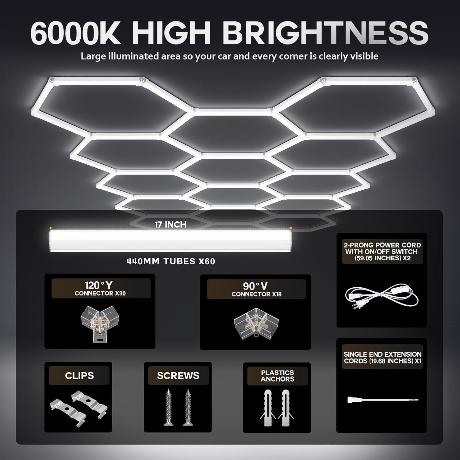 ZTANHOUSE 58Lights easy installation with ceiling screws or grid mounting