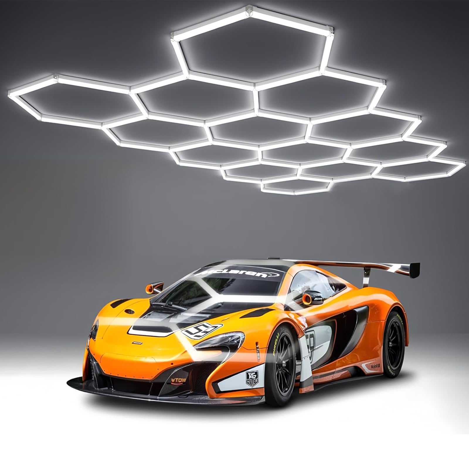 ZTANHOUSE 58Lights hexagon light panel overview for bright garage illumination