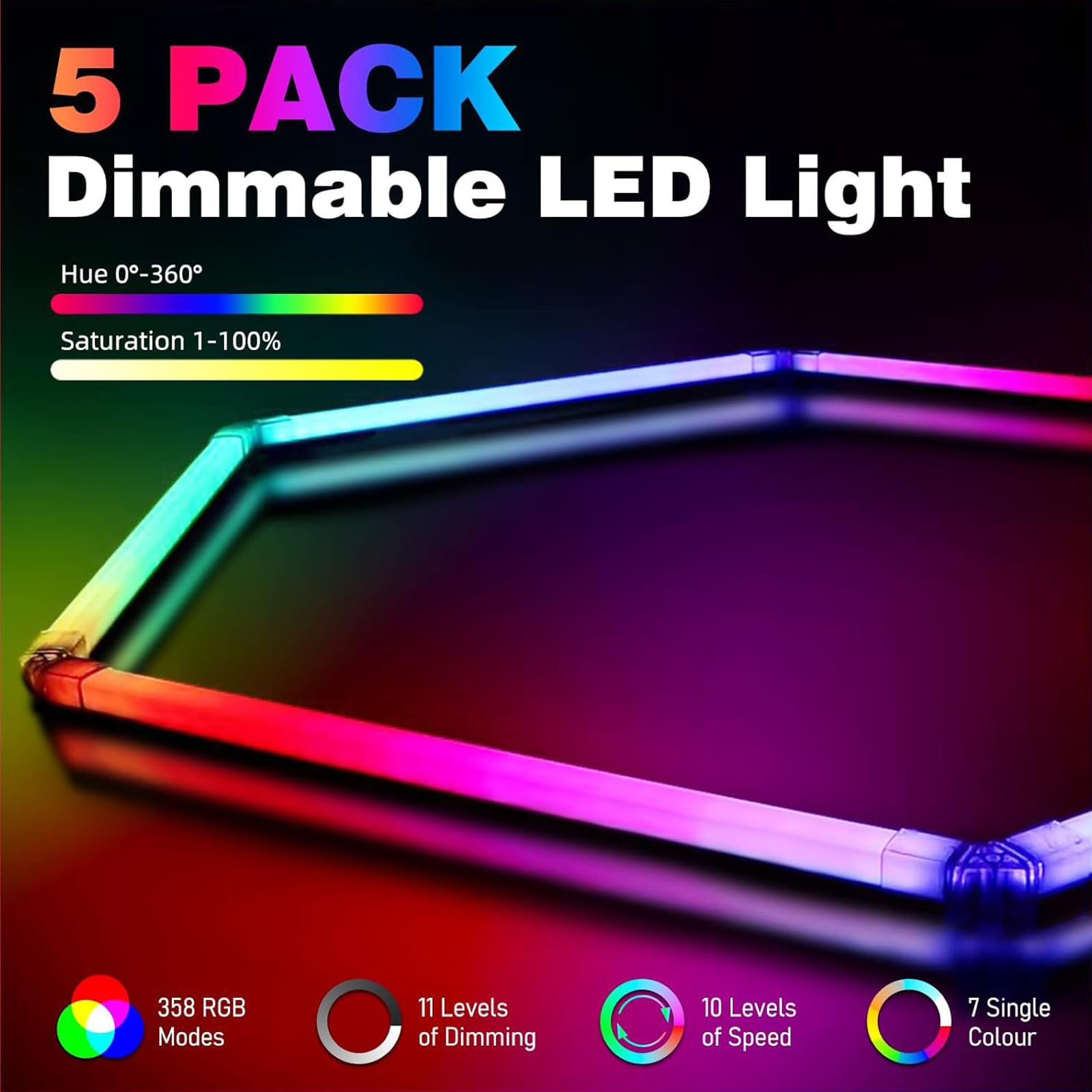 ZTANHOUSE hexagon lights dimmable brightness for mood lighting and practical visibility.