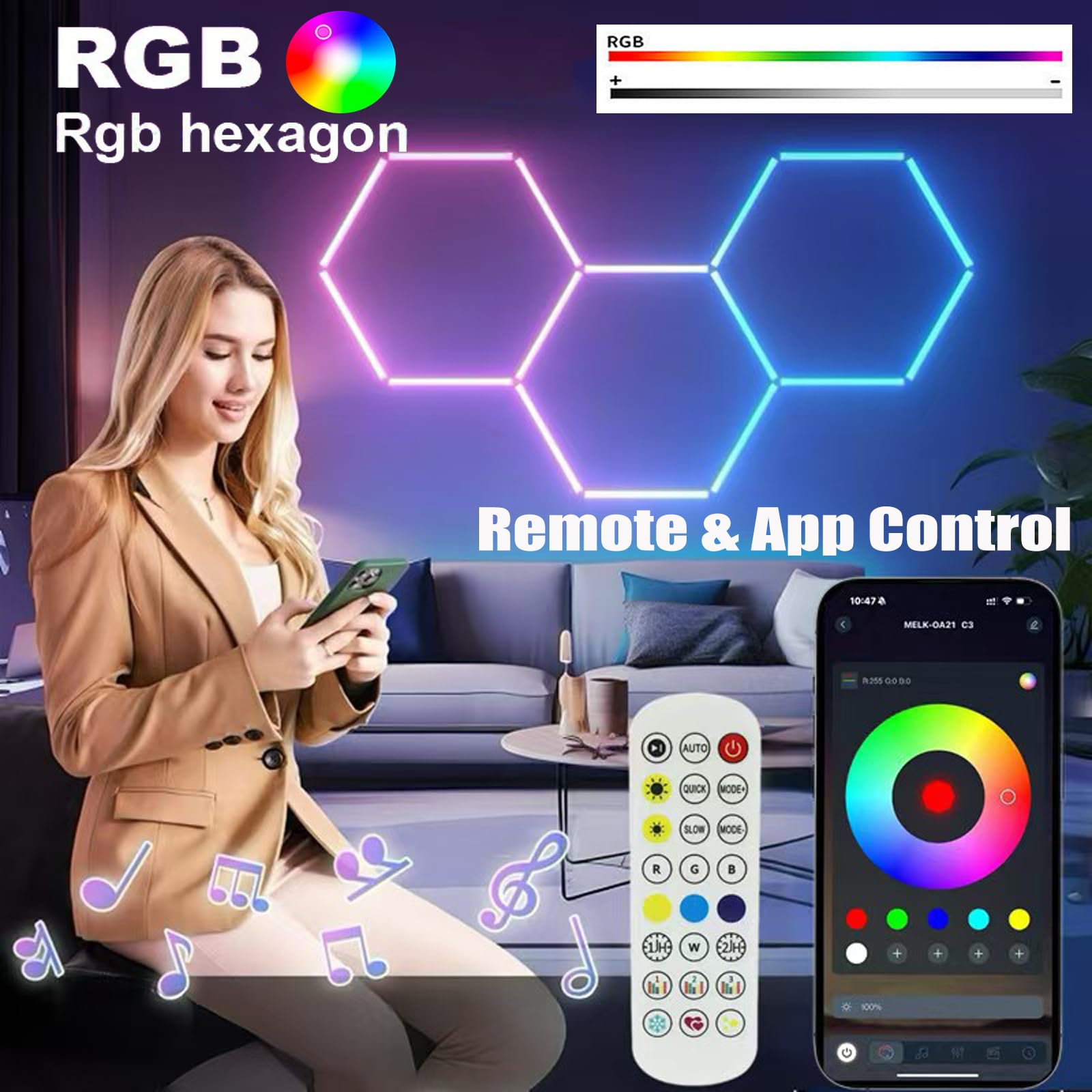 ZTANHOUSE RGB hexagon light offers multi-color mode for dynamic party lighting.