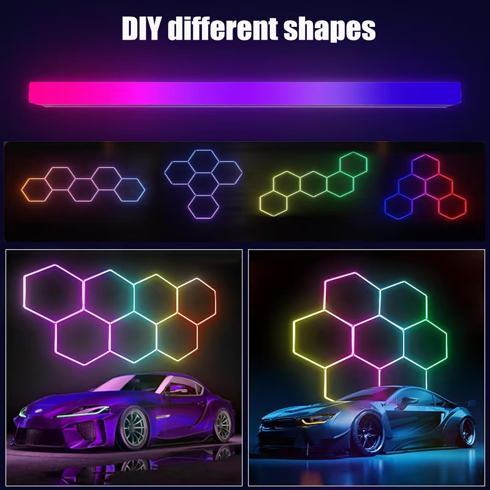 ZTANHOUSE RGB hexagon light syncs with music for immersive beats.