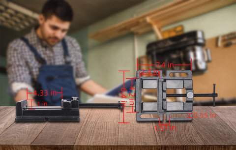 ZTUKOMN bench clamp vise quick-adjust button enables fast jaw changes.