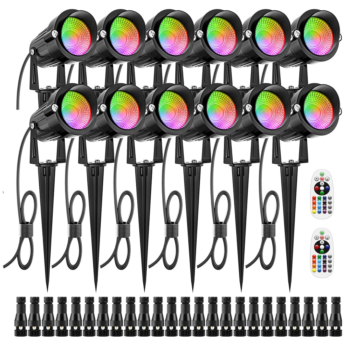 ZUCKEO 12W RGB landscape light wall-mount with color options for yard ambiance.