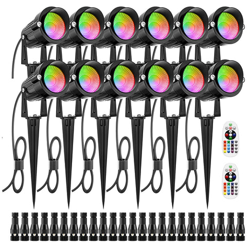 ZUCKEO 12W RGB landscape light wall-mount with color options for yard ambiance.