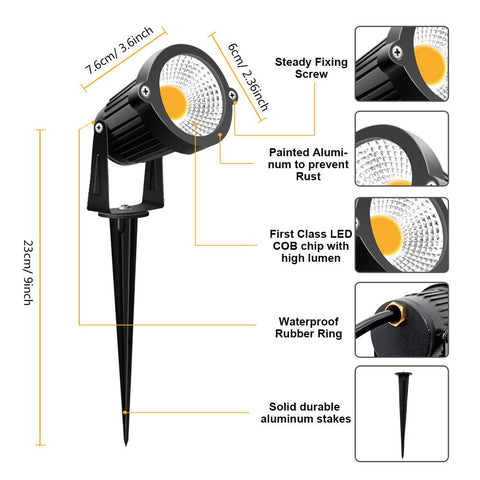 ZUCKEO adjustable head spotlight 270-degree flexibility for walls or trees