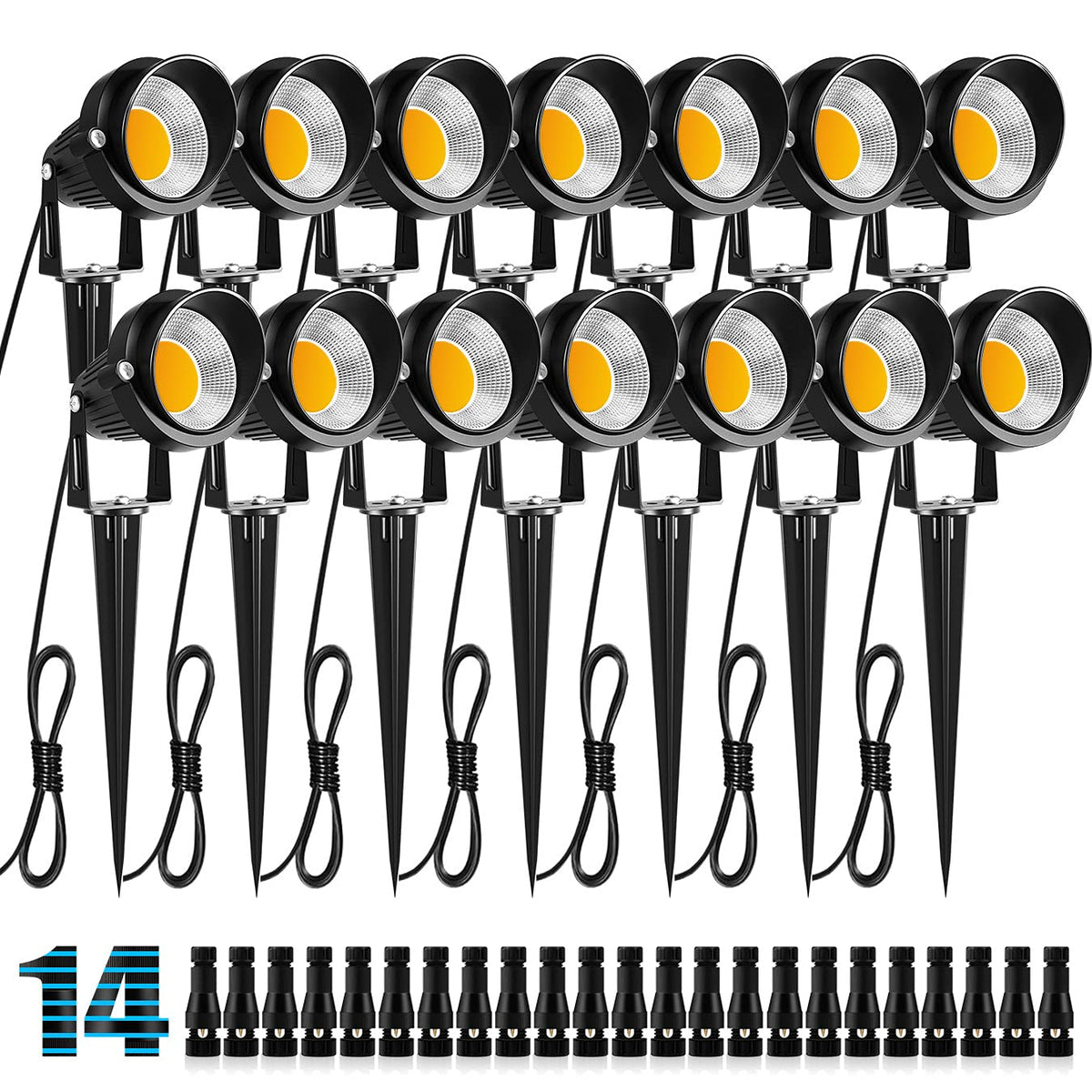 ZUCKEO landscape light with connector set for quick installation along pathways.