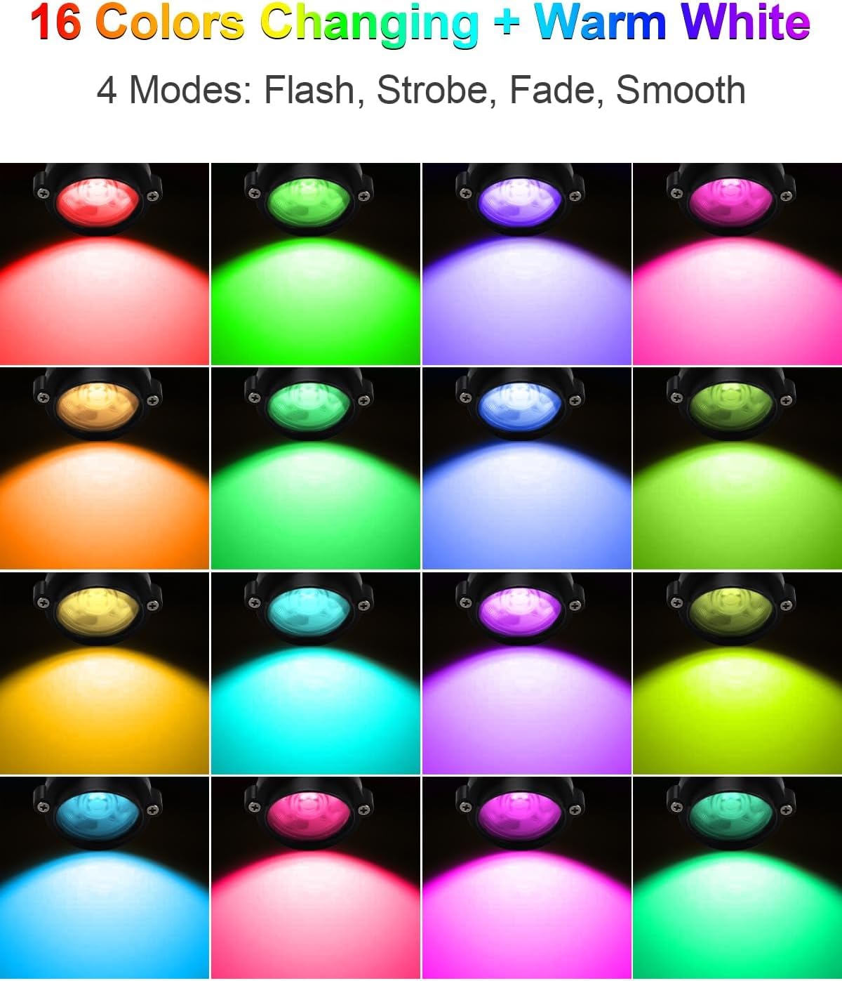 ZUCKEO LED spot lights color changing mode with 16 colors.