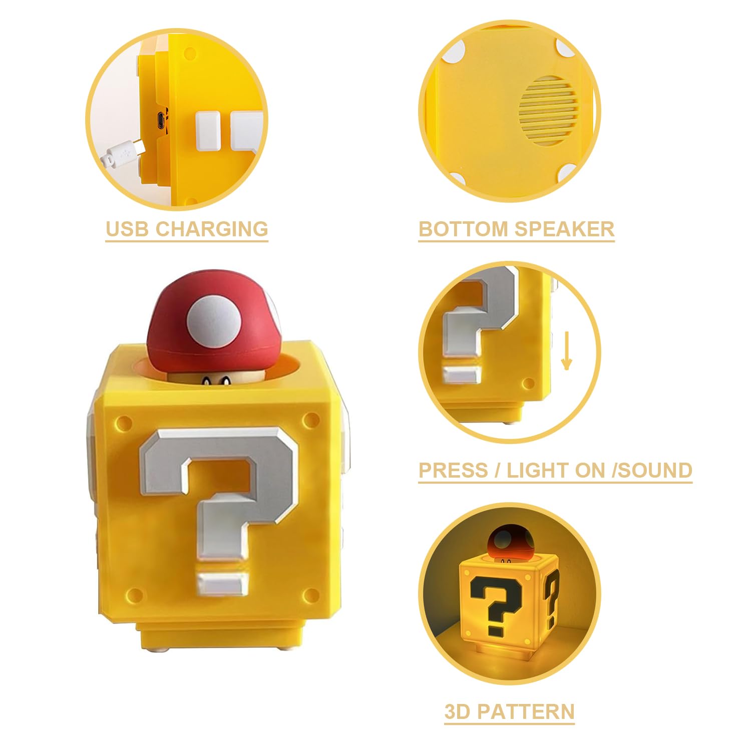 zuduoeoa Super Bros Mushroom Lamp coin sound effect enhances playtime