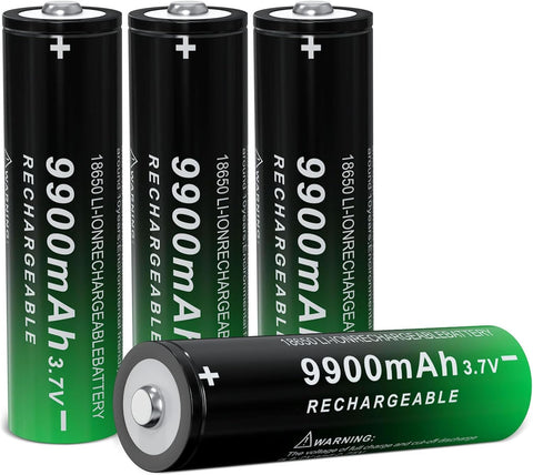 Zuein 18650 9900mAh front view battery for long lasting flashlight power