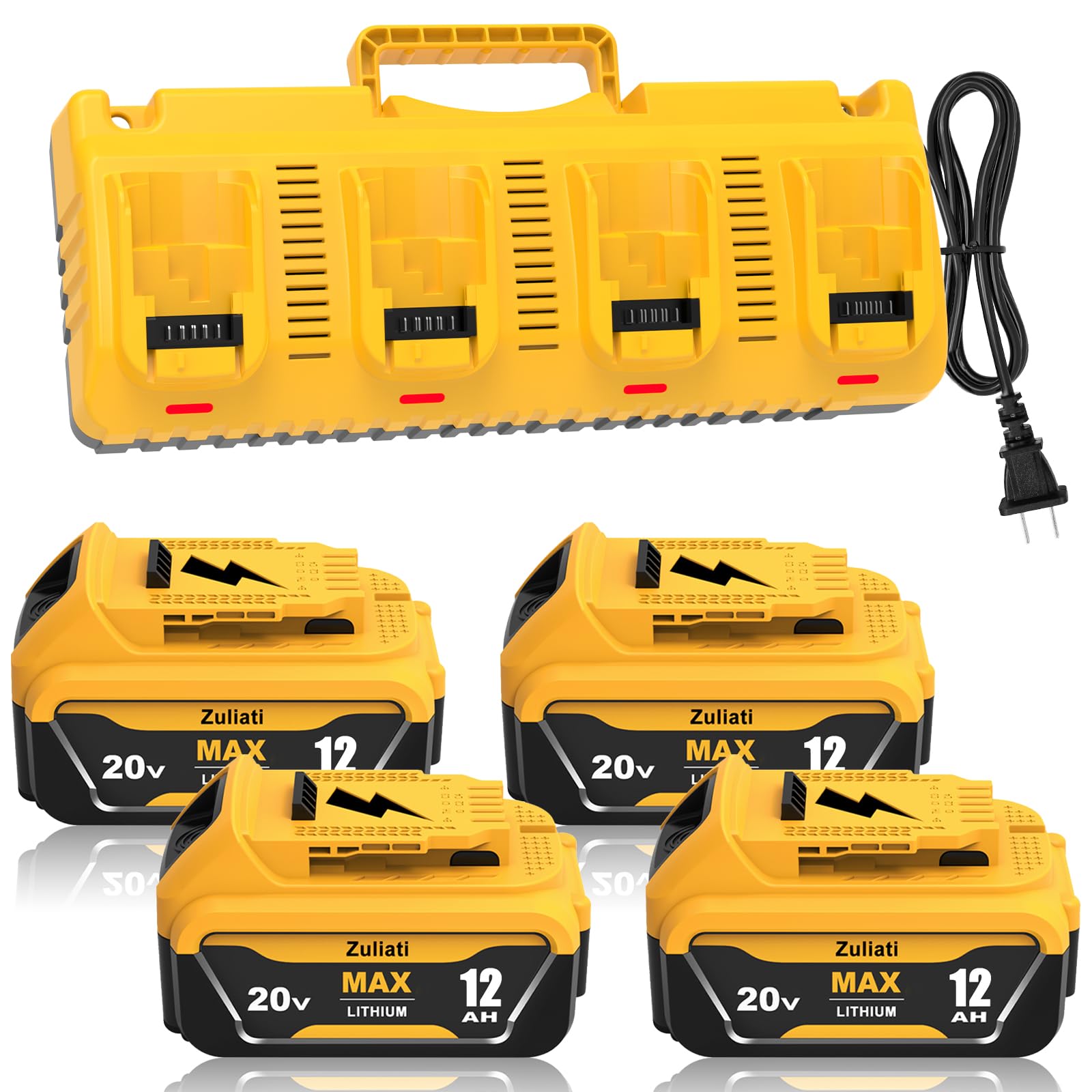 Zuliati DCB206 12.0Ah battery front view for Dewalt 20V tools