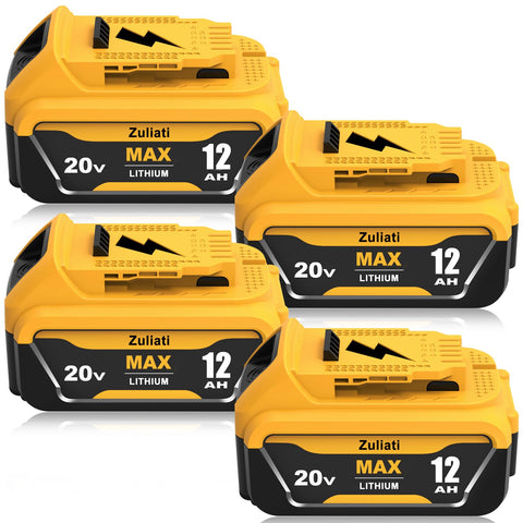 Zuliati DCB206 battery front view showing compact 12.0Ah design for Dewalt tools.