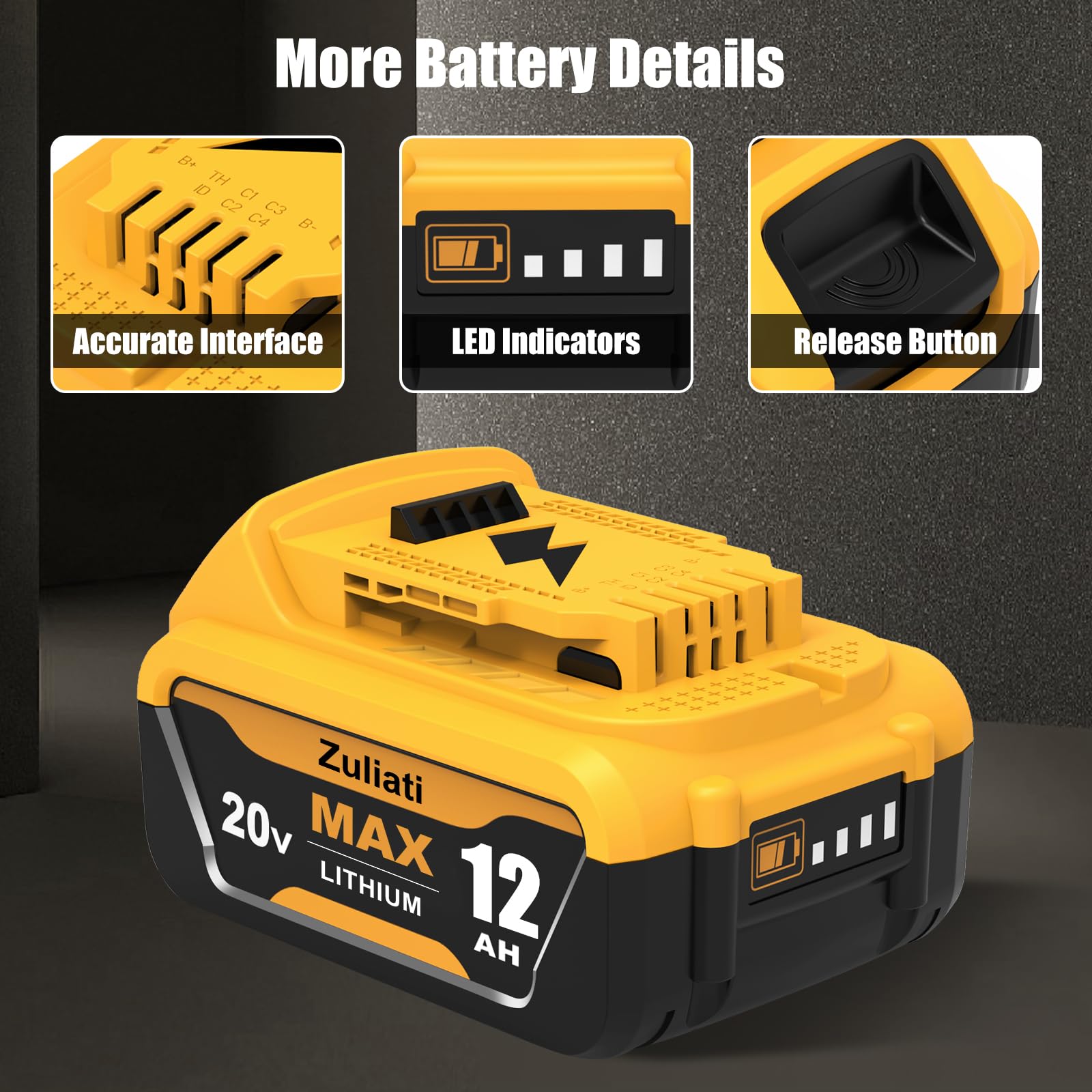 LED indicator on Zuliati DCB206 battery for status check