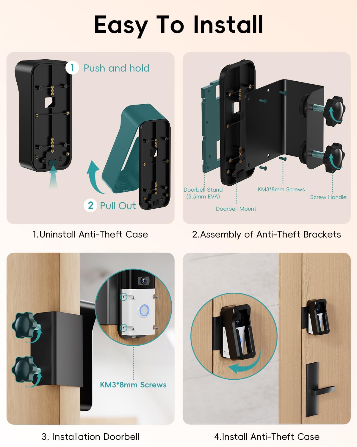 ZUMIMALL bracket snugly supports different door surfaces like wood.