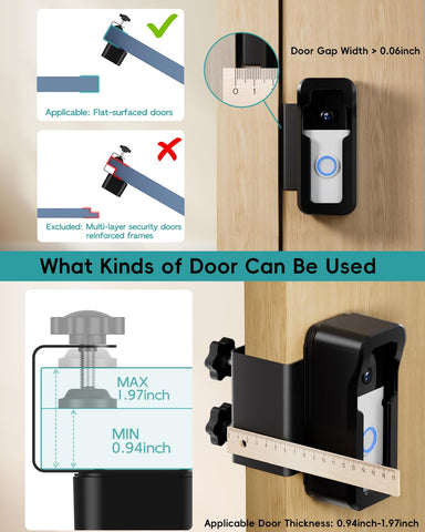 No-drill installation featuring simple door-tightening setup.