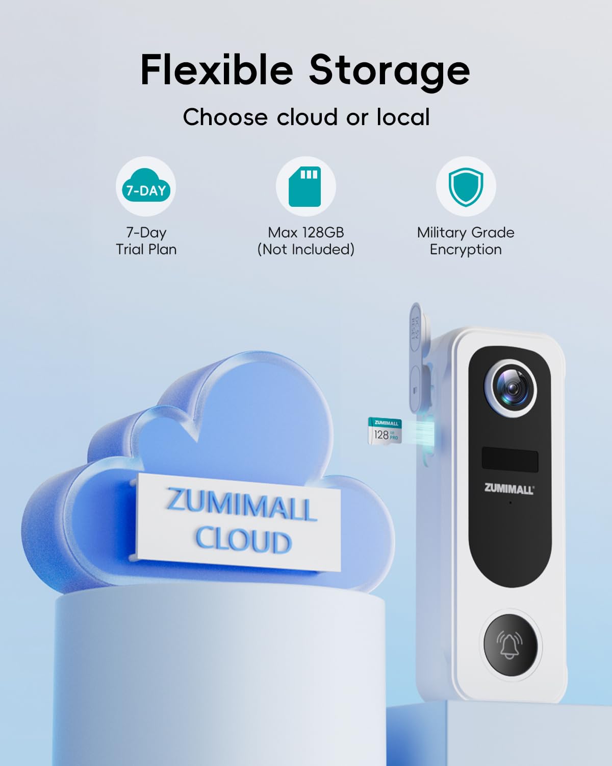 ZUMIMALL doorbell IP66 weatherproof for all-weather use
