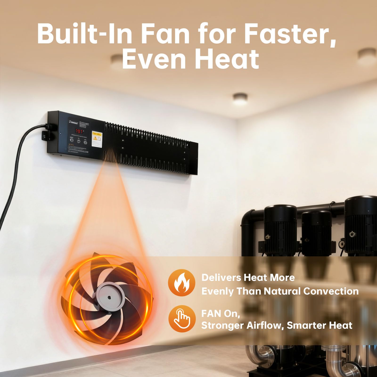 Zuomeng convection design with integrated fan distributes heat evenly.