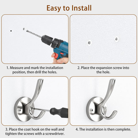 ZUONAI easy-install wall hooks simplify organization with no extra tools