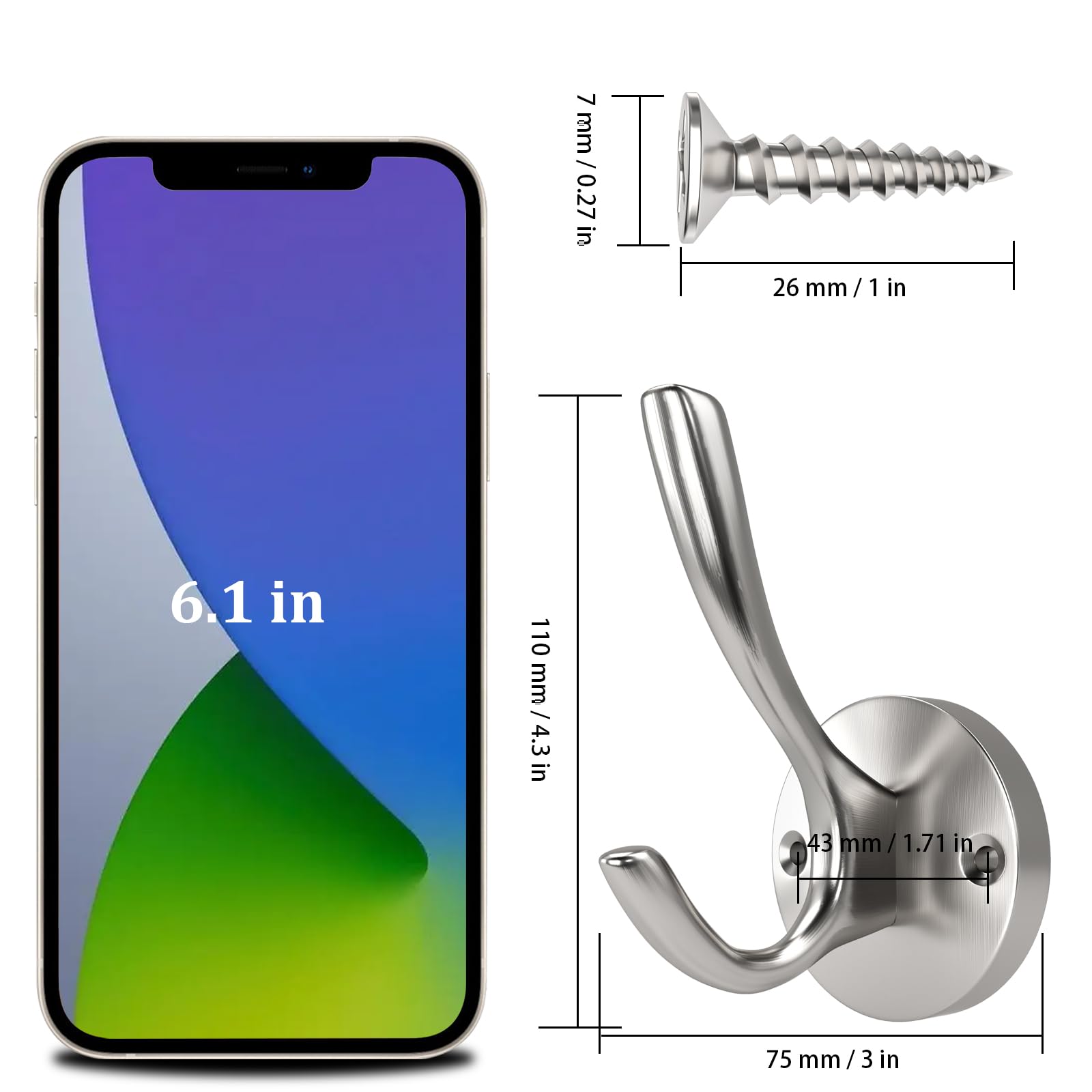 ZUONAI wall hooks ideal for entryways to hold keys, bags, and coats