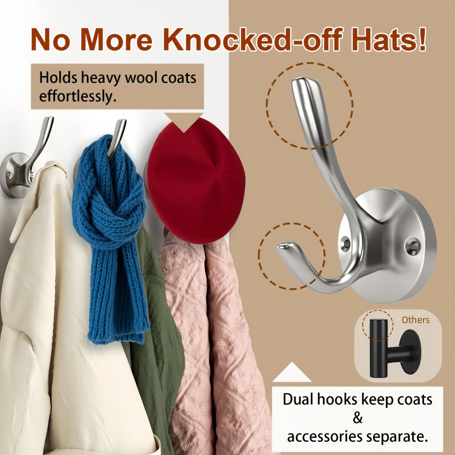 ZUONAI heavy-duty towel hooks support up to 45 pounds with proper installation