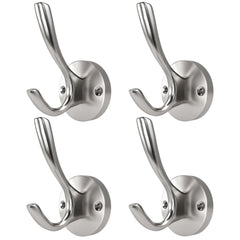 ZUONAI brushed nickel towel hooks wall-mounted four-pack organize towels and robes