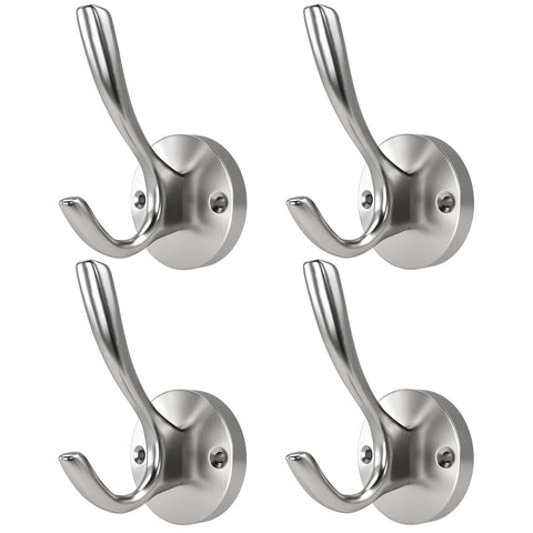 ZUONAI brushed nickel towel hooks wall-mounted four-pack organize towels and robes