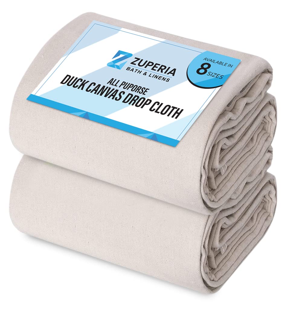 ZUPERIA canvas drop cloth 4x15 provides full coverage for painting and floor protection.