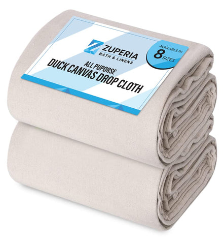 ZUPERIA canvas drop cloth 4x15 provides full coverage for painting and floor protection.