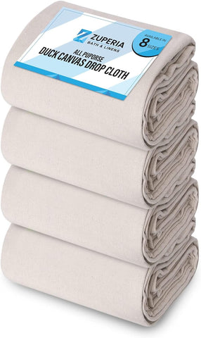 ZUPERIA canvas drop cloth protecting furniture from paint splatters during project