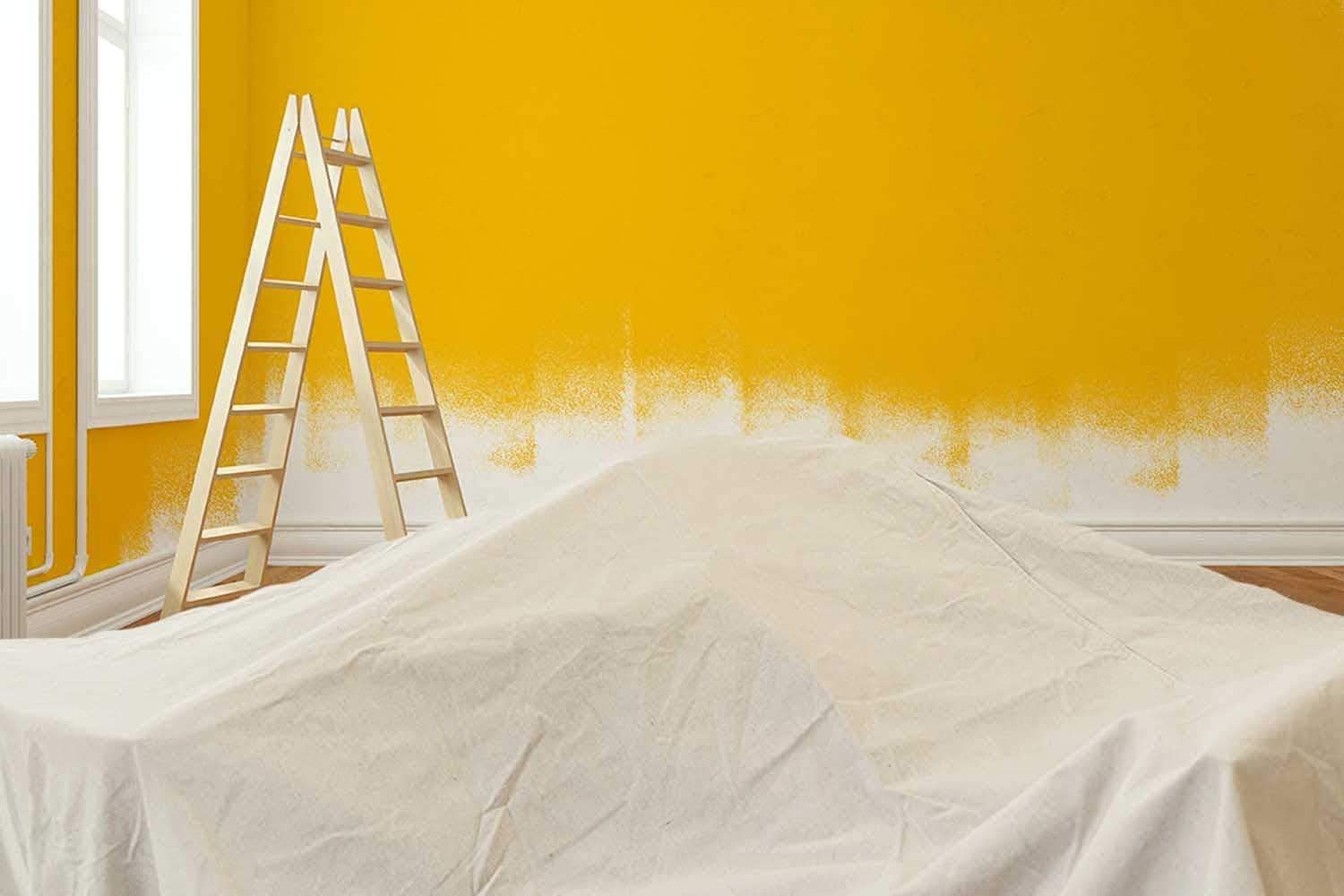ZUPERIA canvas drop cloth absorbing paint drips on a work surface