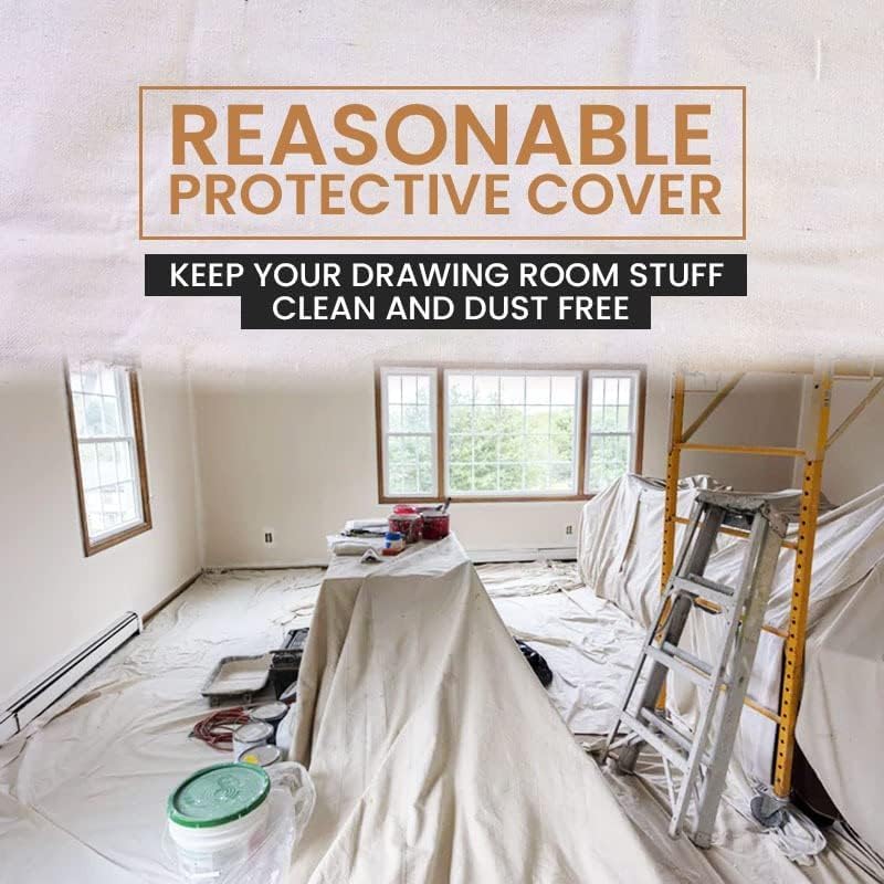 ZUPERIA heavy-duty cotton drop cloth shields furniture and walls from spills.