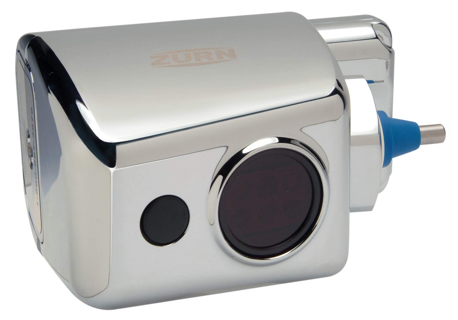 Zurn AquaSense EZ-Flush with chrome metal cover for a hands-free upgrade