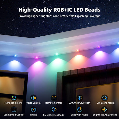 ZVNCX close-up of 96 RGB+IC LEDs showing color versatility for mood scenes.