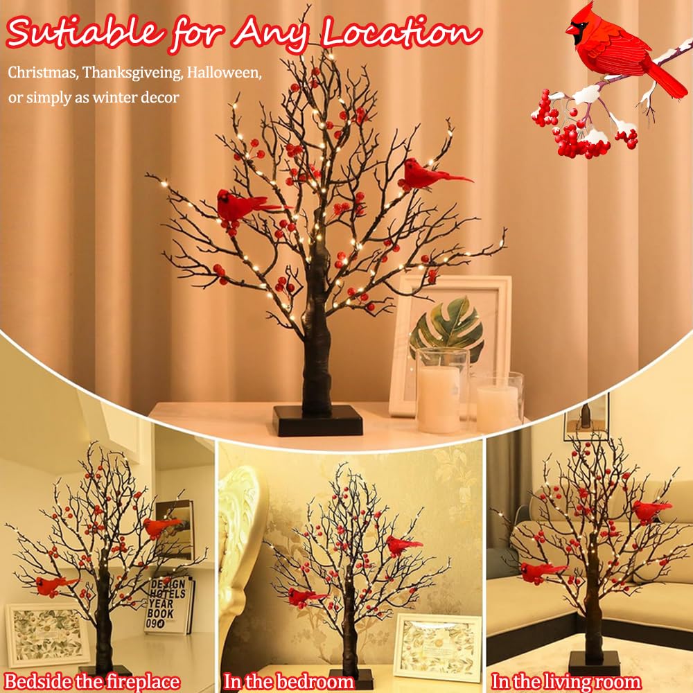 ZWJFDCBD cardinal birds decor tree adds seasonal charm to shelves.