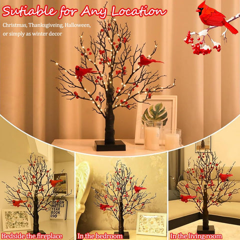 ZWJFDCBD cardinal birds decor tree adds seasonal charm to shelves.