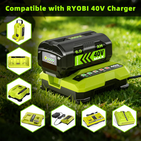 zxfcfo Ryobi 40V fast charger compact plug-in design