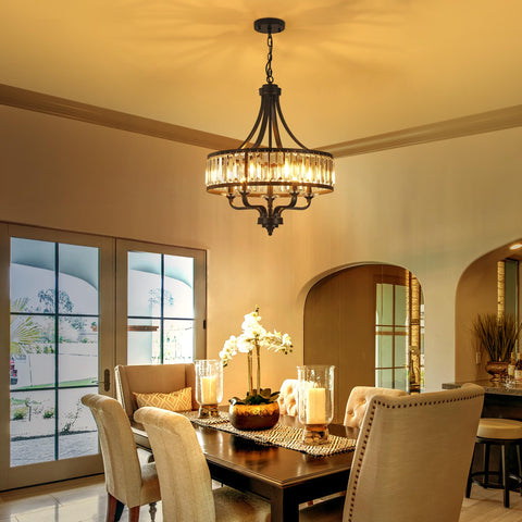 ZXFDWB dining room chandelier showing preassembled design for quick setup