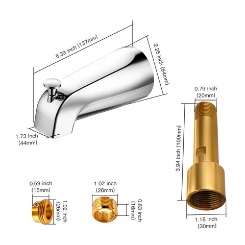 ZXFENG brass tub spout shows durable construction for long-lasting use