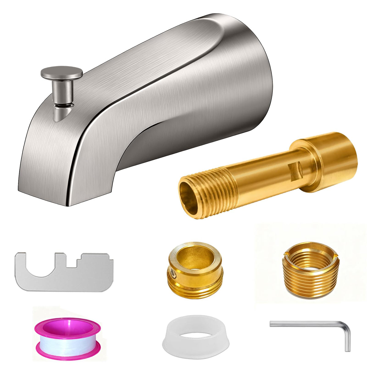 ZXFENG brushed-nickel tub spout with diverter for leak-free performance