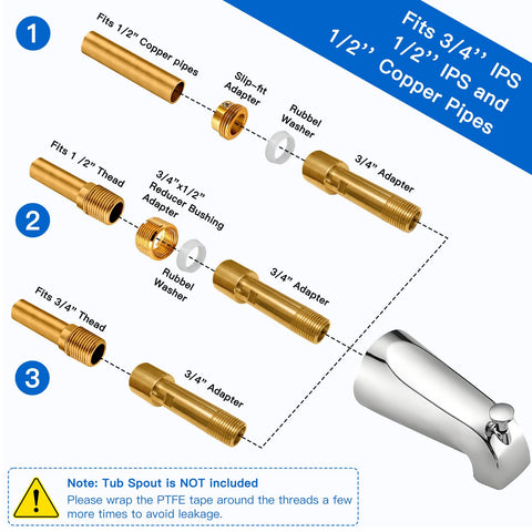 ZXFENG complete tub spout adapter kit ready for quick upgrade