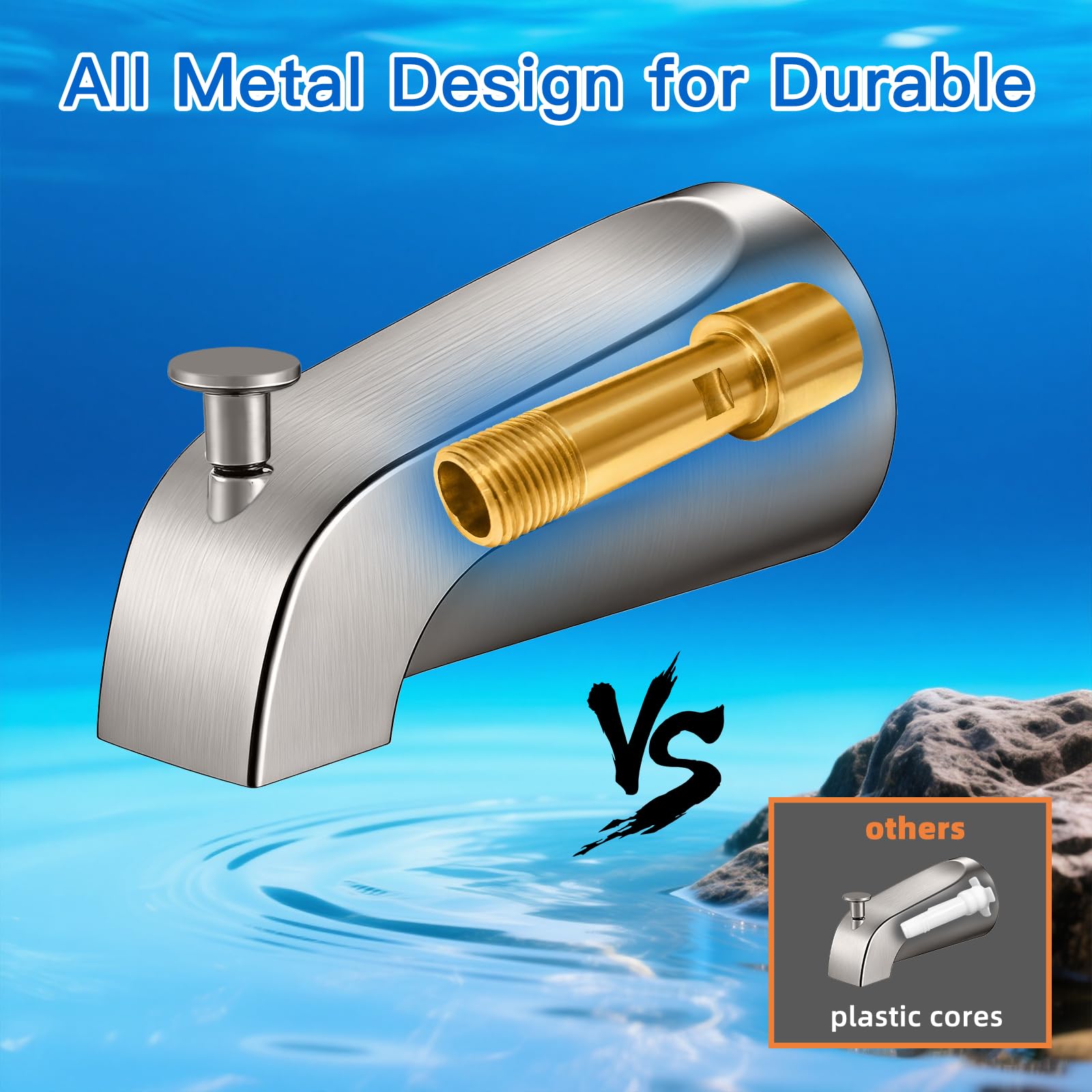 ZXFENG 3/4 IPS threaded tub spout fits broader plumbing setups