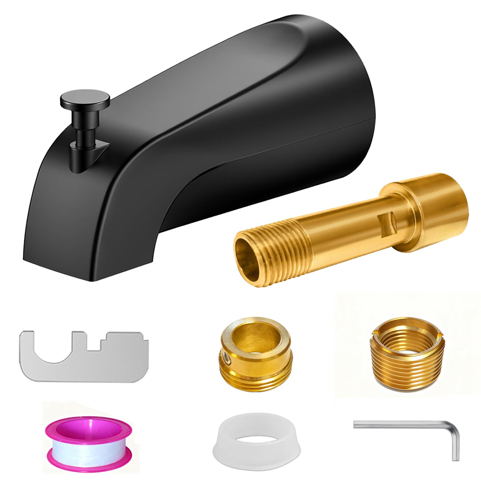 ZXFENG matte black tub spout with diverter enables smooth tub-to-shower transitions
