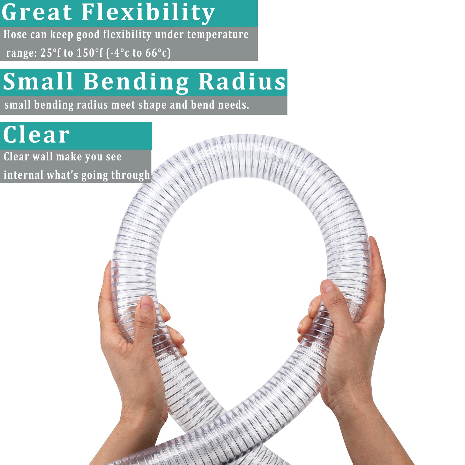 ZY-hosetube suction side view demonstrates stiffness to prevent collapse.