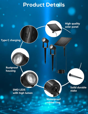 ZYAN solar landscape spotlights IP65 waterproof design withstands rain and cold.