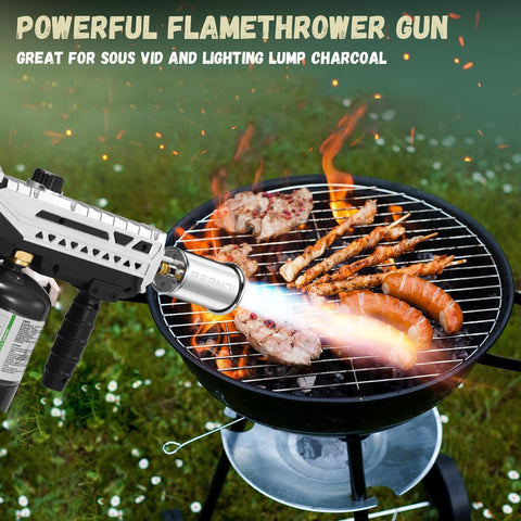 zycBernoi adjustable flame control enables browning for barbecue and camping meals.